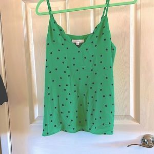 NWT Socialite green with black polka dot spaghetti strap camisole. Size S